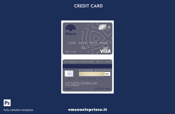 modello di carta visto bancario Argentina Banco Macro S.A. in stile verificato